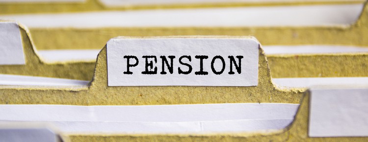 Index card with the word “pension”