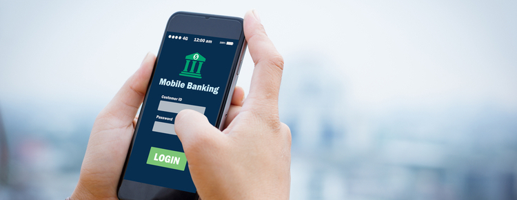 A person using a mobile banking app on their phone.