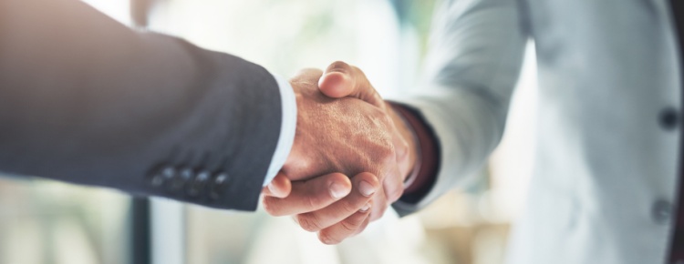 Two people shaking hands.
