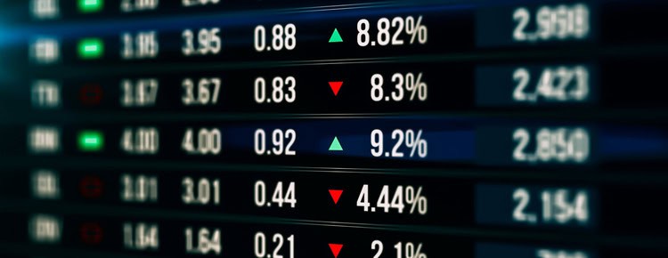 A screen showing stock market movements.